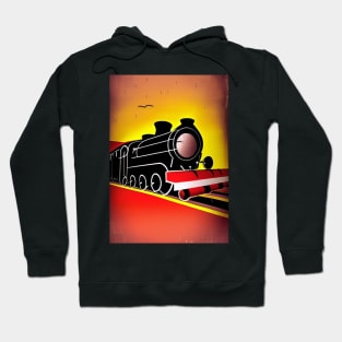 CUTE POPART COMIC STYLE RED AND BLACK STEAM TRAIN Hoodie